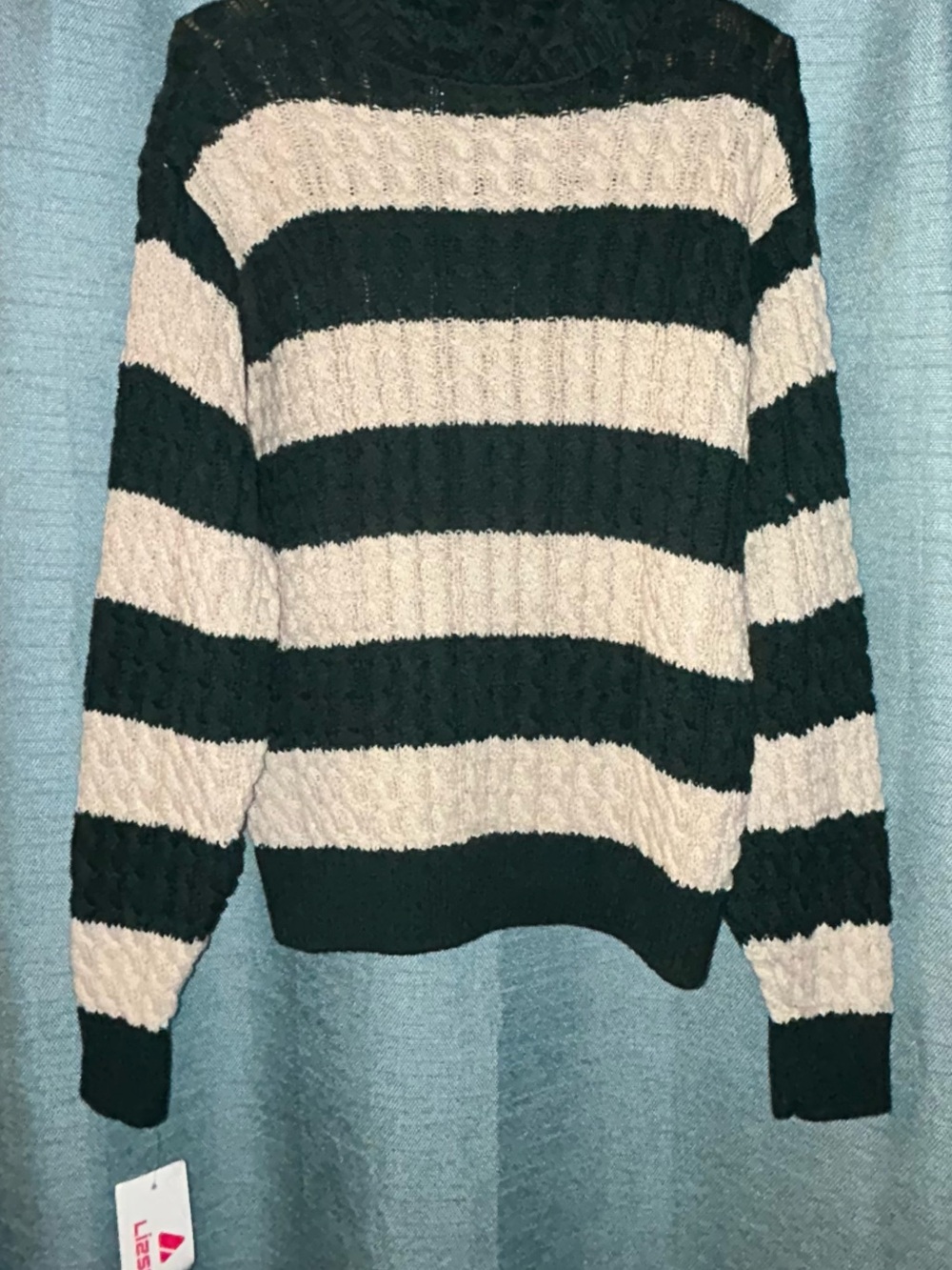 Vintage Lizsport Striped Cozy Knit Sweater - Black & Cream